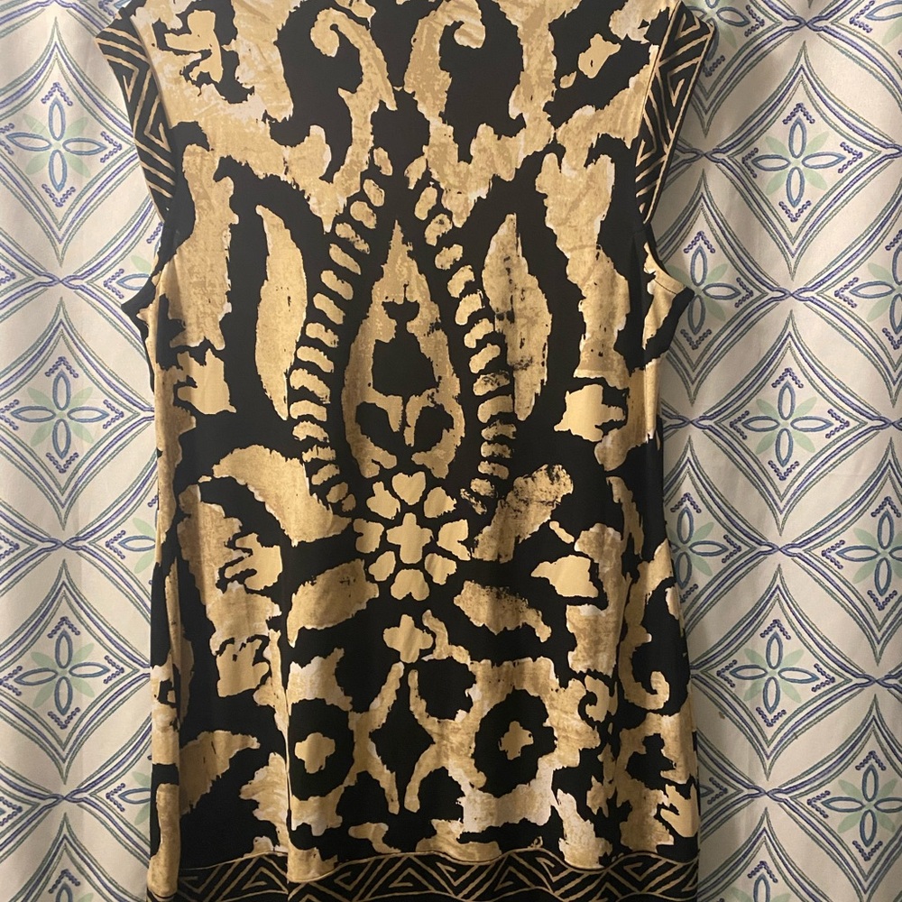 Alfani Black and Tan Patterned Top Sleeveless - Picture 3 of 3